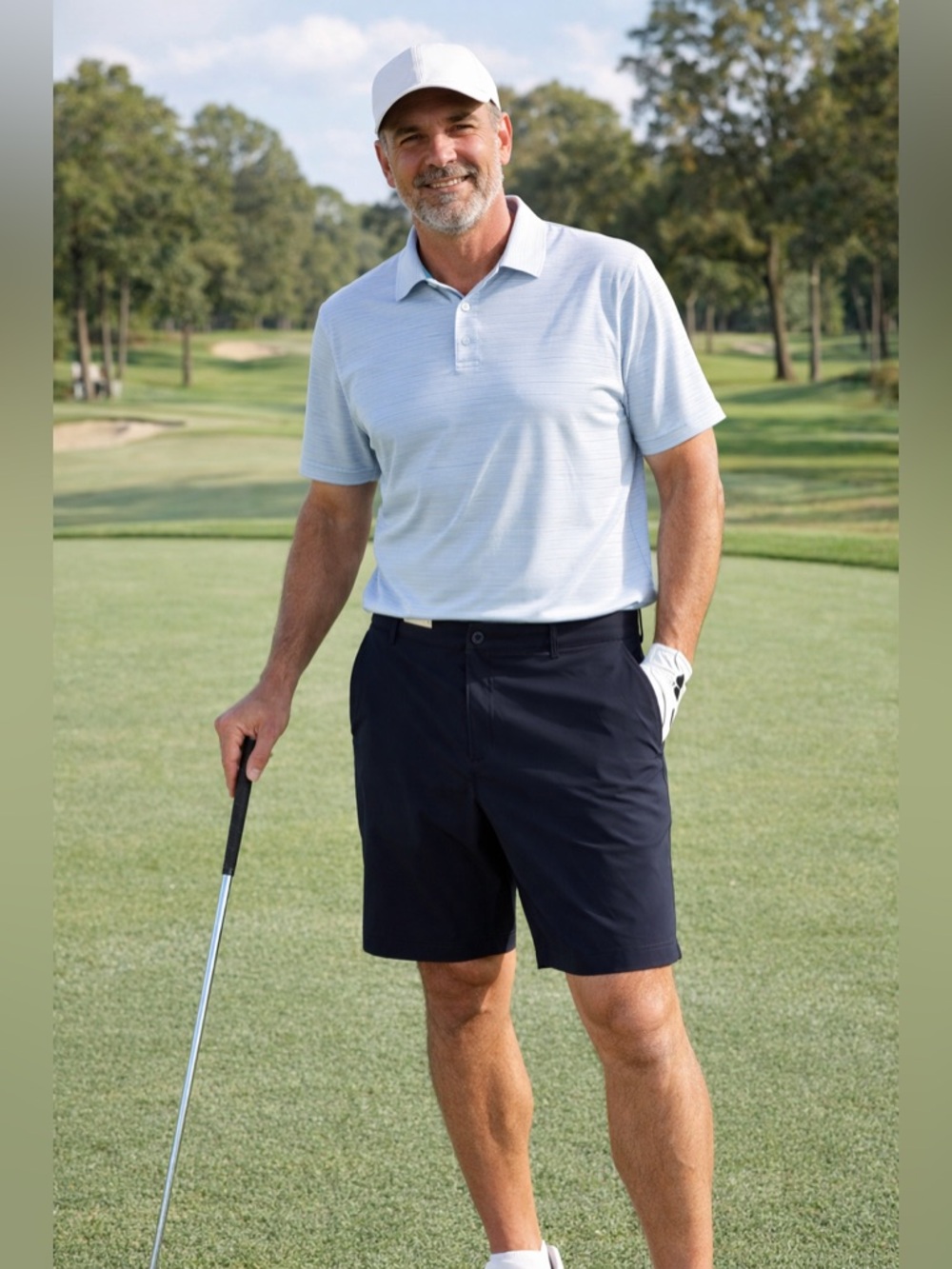Greg Norman Men's Size 40 Stretch Shorts Navy Flat Front Button Pockets NWT